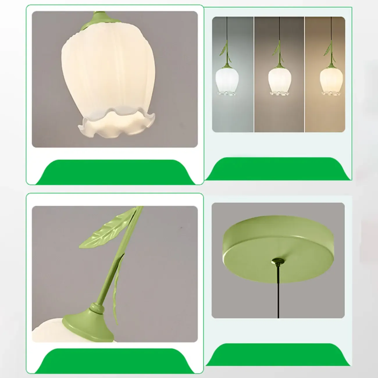 Kids Bedside White Glass Tulip Pendant Lamp