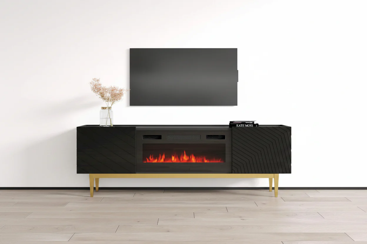 Electric Fireplace TV Stand with Adjustable Flame & Remote Control