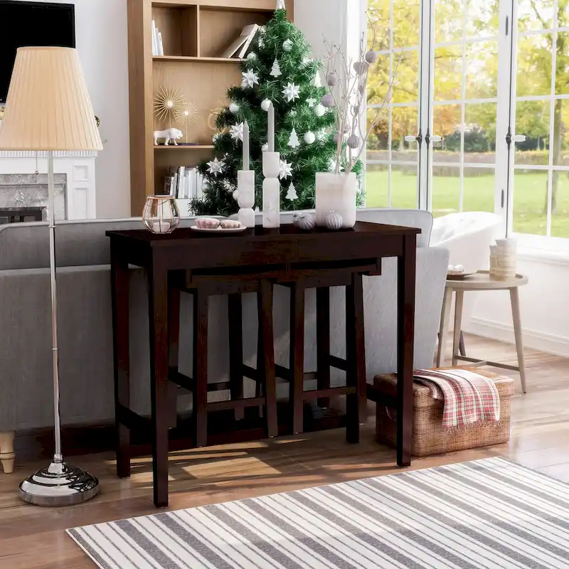 Flaros Transitional Solid Wood 3-Piece Bar Table Set by Furniture of America