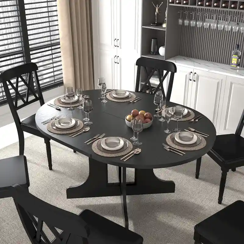 Modern Round Dining Table with Extendable Top and X Base for Family Dinners Small Spaces and Multi Scene Styling