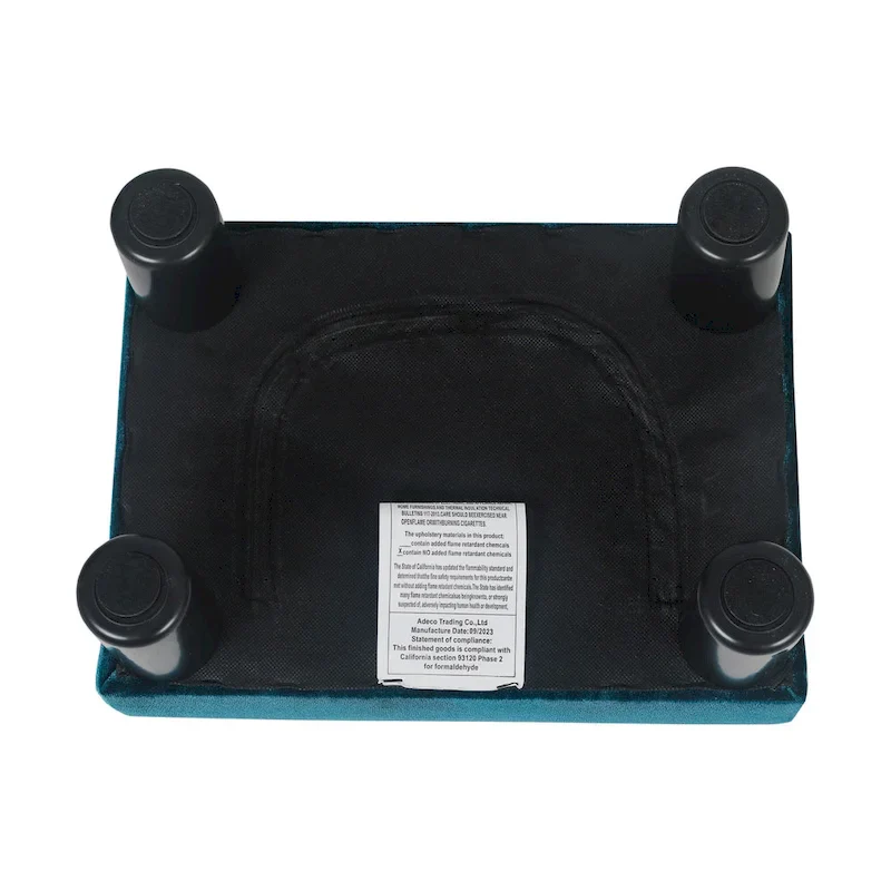 Adeco Velvet Foot Stool Ottoman with Tufted Button