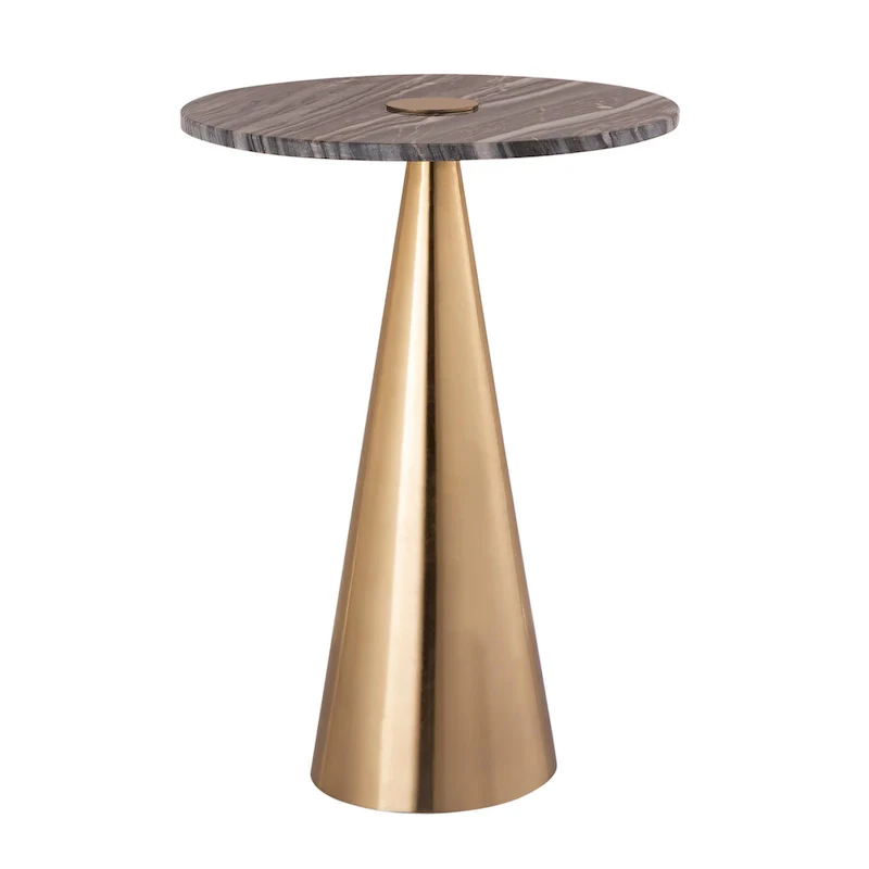 Marble Top Side Table with Gold Pedestal Base
