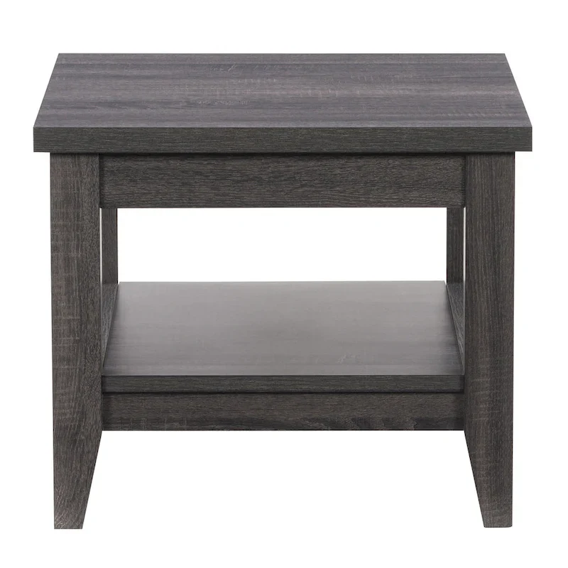 Hollywood Side Table with Shelf, Dark Grey
