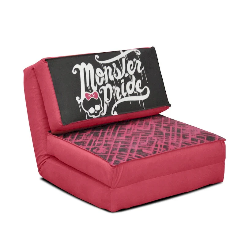 Pink & Black Plush Flip Chair for Kids – 1 Person