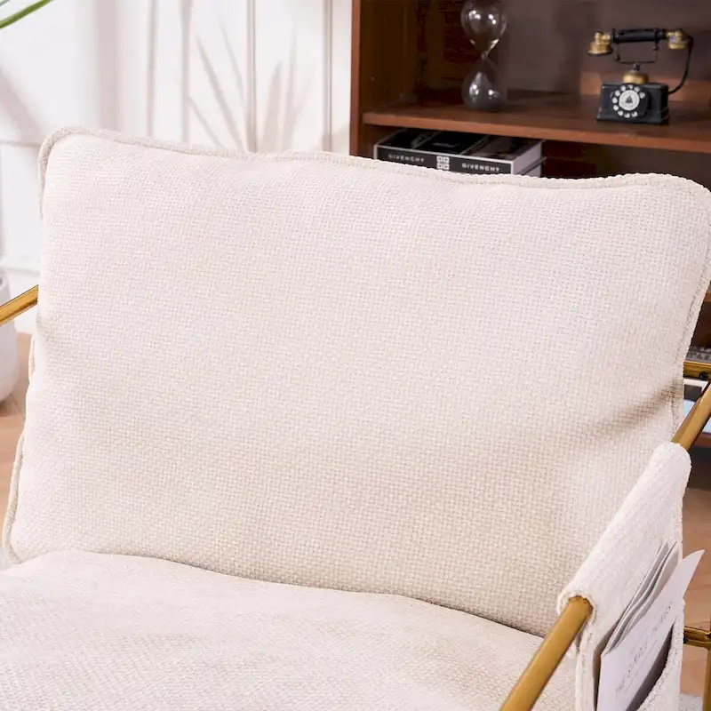 Upholstered Hanging Armchairs with Arm Pockets, Metal Frame