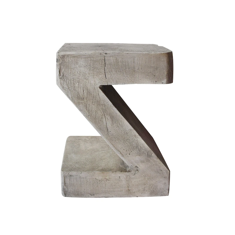 Modern Light Gray Concrete Side Table with Sculptural Design