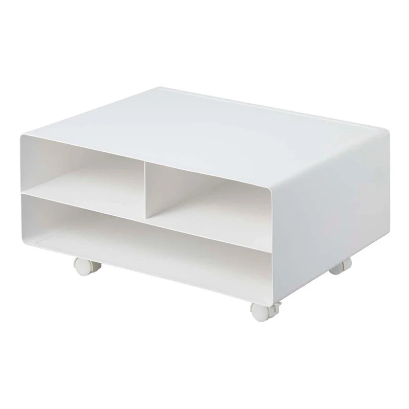 Black / White Rolling Printer Stand with Storage, Steel, Single-User