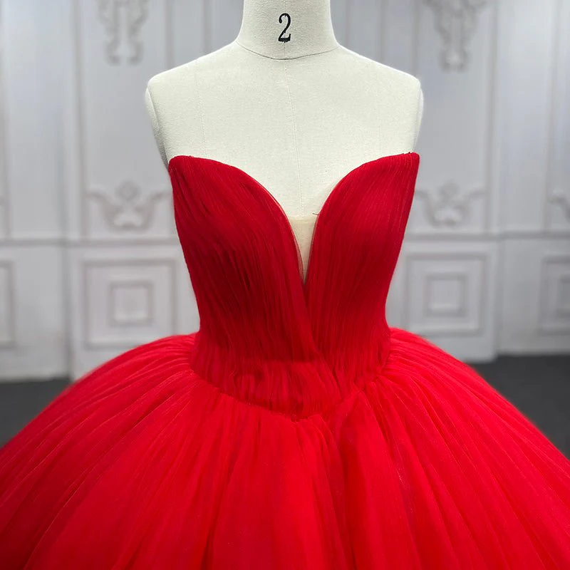 Quinceanera Dress Red Sweetheart Ruched  Prom Dresses Ball Gown