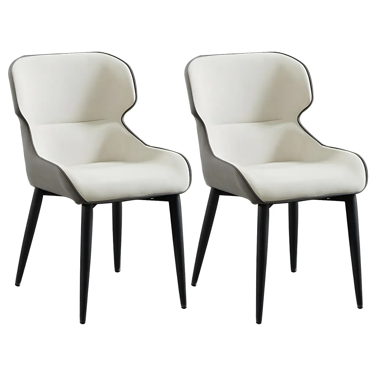 Scandinavian Leather Wingback Upholstered Dining Chair