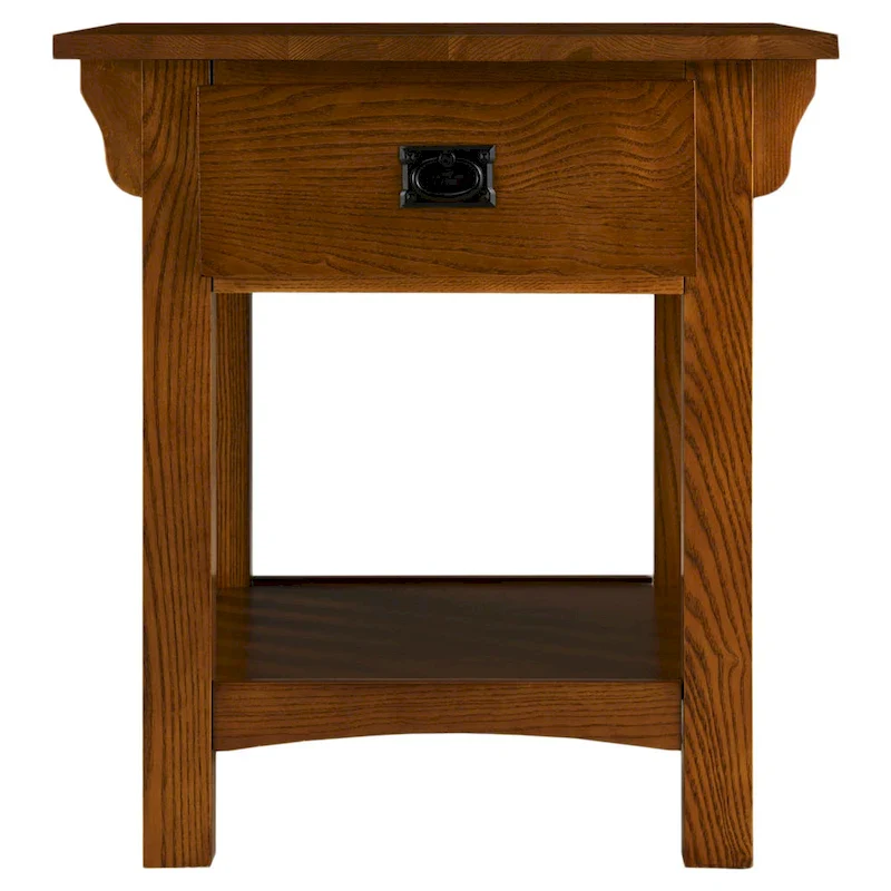End Table with Drawer - Medium Oak, Mission Style, Single User