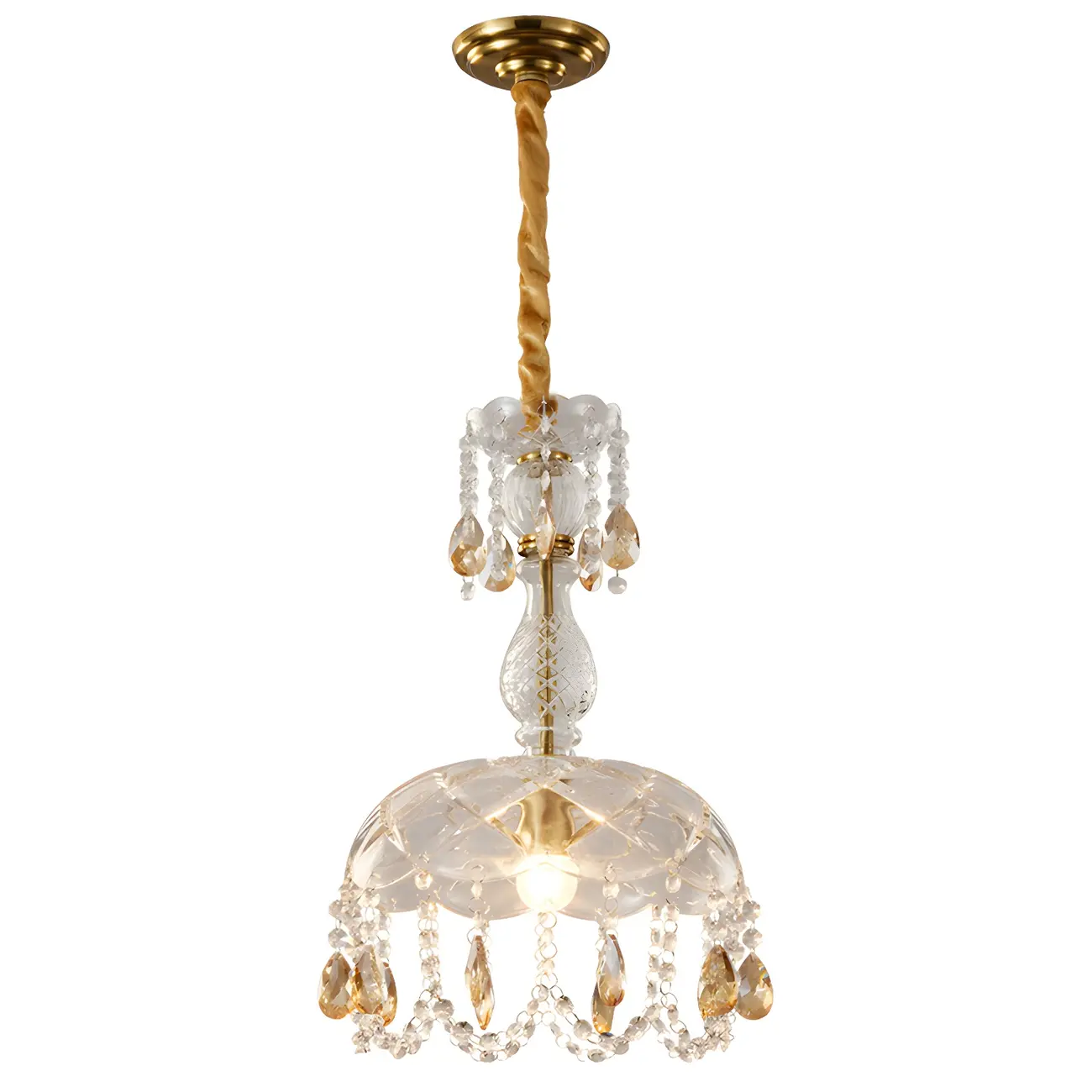 Luxury Dome Clear Crystal Pendant Light Adjustable Height