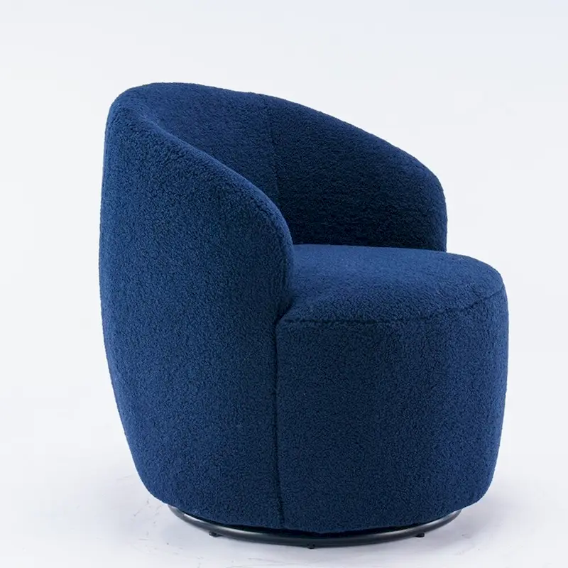 360° Swivel Barrel Accent Chair – Soft Teddy Fabric, Ergonomic Backrest