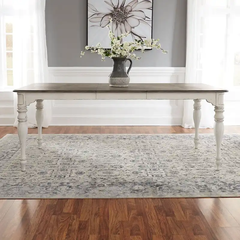 Magnolia Manor Antique White Weathered Bark Leg Table