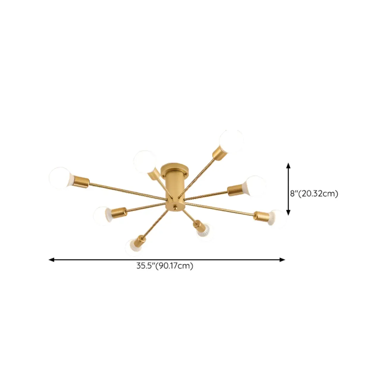 Modern Gold Sputnik Semi Flush Mount Ceiling Light