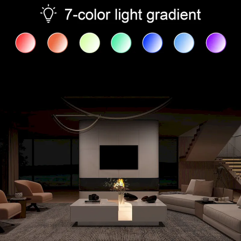 White Coffee Table with 2 Drawers, Tempered Glass Top and LED Lighting