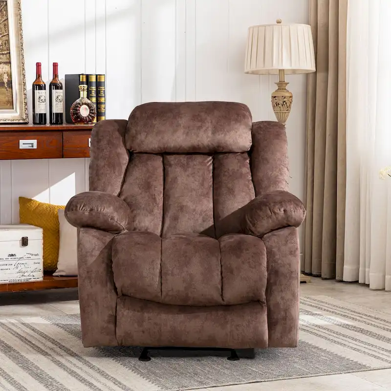 Soft Fabric Overstuff Manual Recliner with Massager and Heat