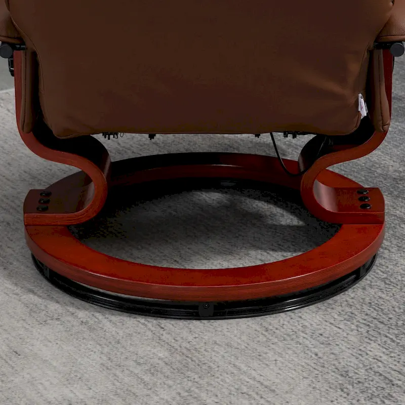 PU Leather Manual Recliner Chair Modern Lounge Chair Adjustable Swivel Armchair Chair with Wood Base and Footrest