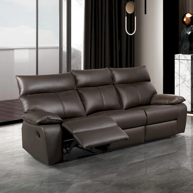 Furniture of America Yuleigh Modern 2-Piece Leather Match Reclining Sofa Set with FSC Certified Wood Frame