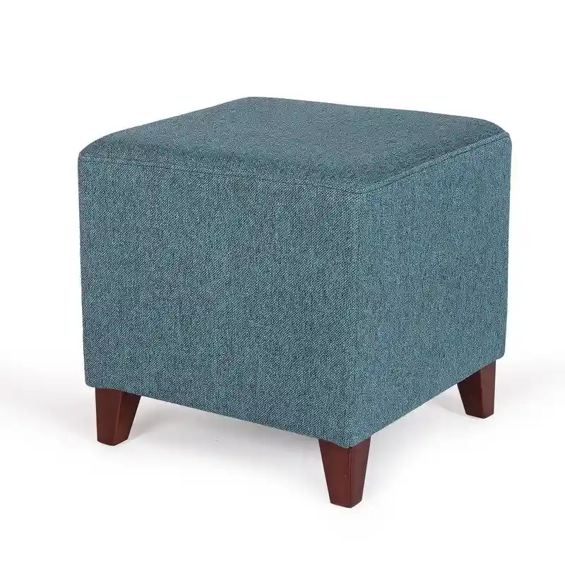 Adeco Square Ottoman Footrest Stool Small Fabric Bench Seat