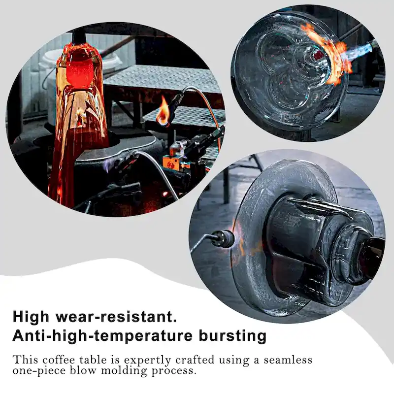 Modern Artistic Flower Glass Round Coffee Table Side Table