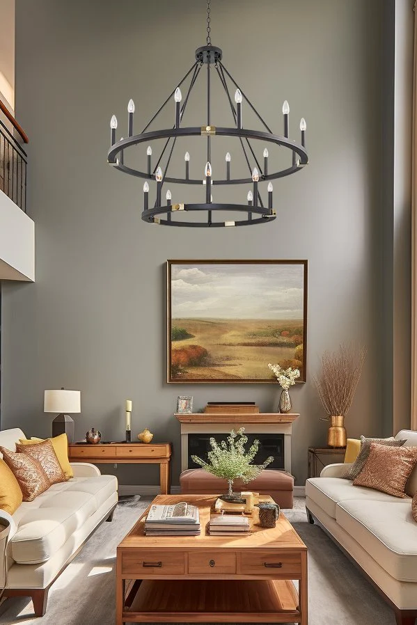 Homestead 41 20-Light Large Industrial Rustic Farmhouse 2-tier Wagon Wheel Kitchen Island Chandelier