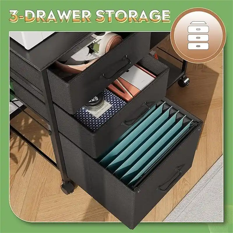 3 Drawer Mobile File Cabinet - 15.75 D x 29.53 W x 26.77 H