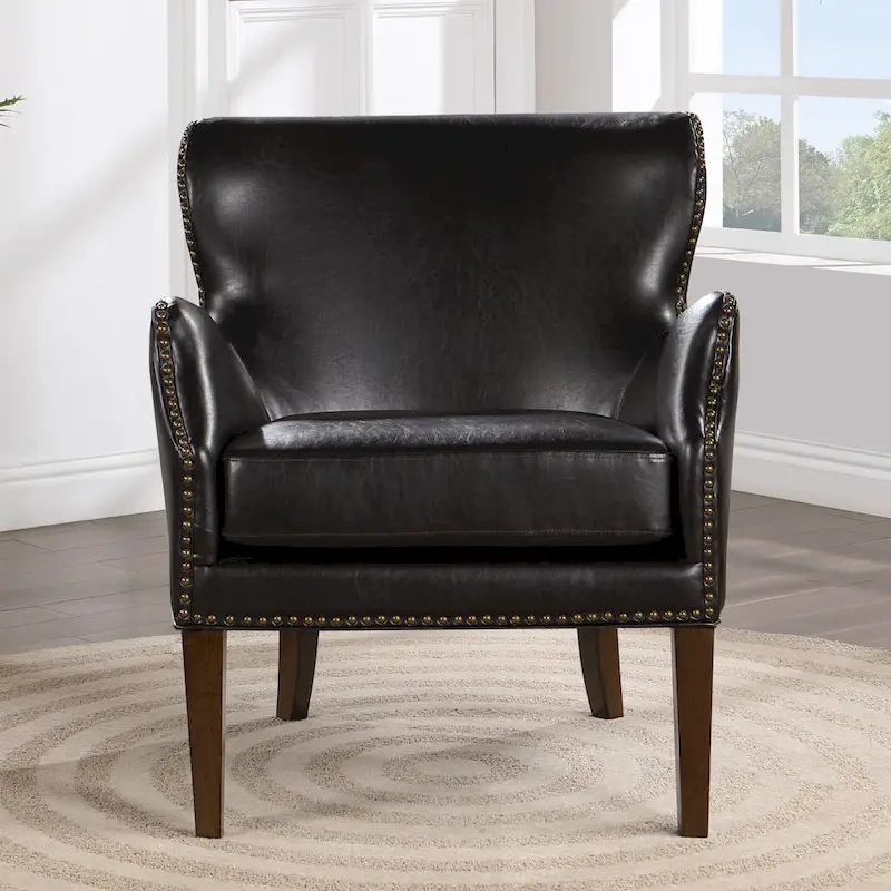Douglas Faux Leather High Leg Slope Arm Accent Chair by Greyson Living
