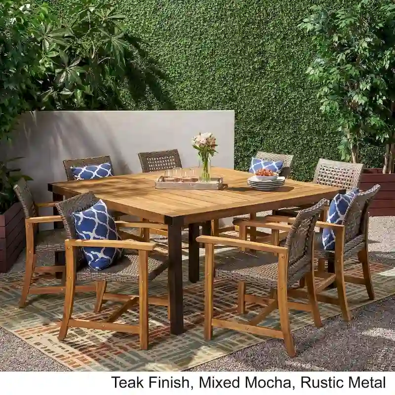 Belgrade Outdoor 8 Seater Acacia Wood Dining Set by Christopher Knight Home