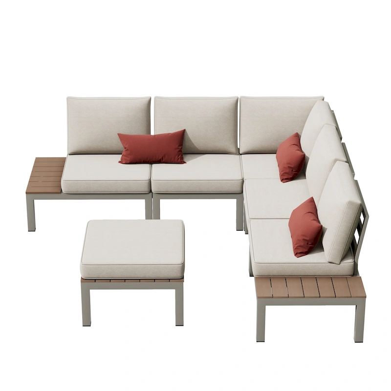Corvus Fox Bay Aluminum Outdoor 6-piece Sectional Sofa Set