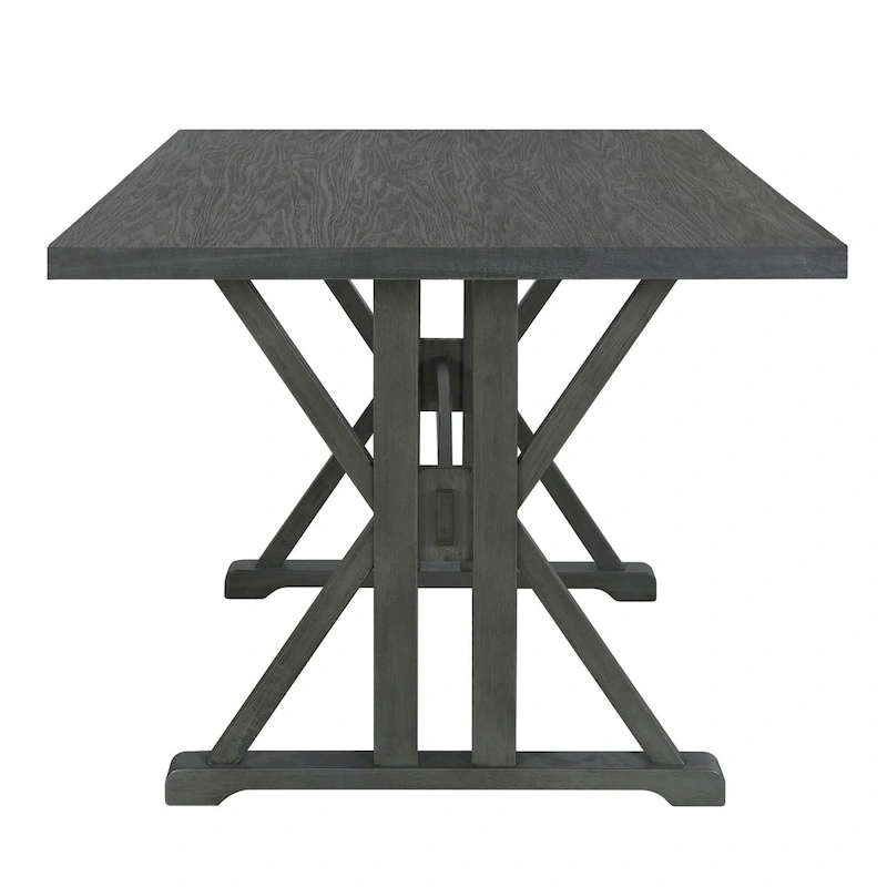 Farmhouse Style 6-Piece Dining Table Set with 4 Upholstered Dining Chairs and Bench