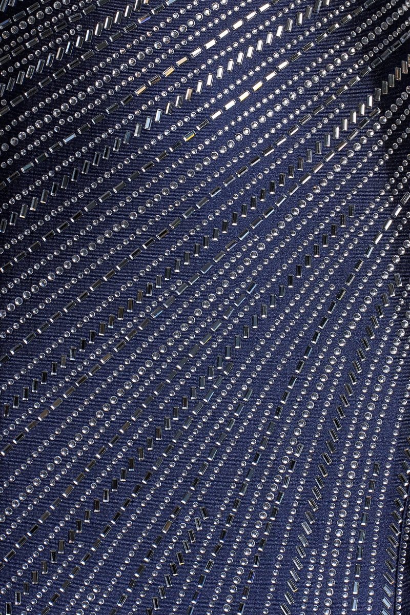 Navy Blue Spaghetti Straps Mermaid Satin Long Prom Dresses With Beading