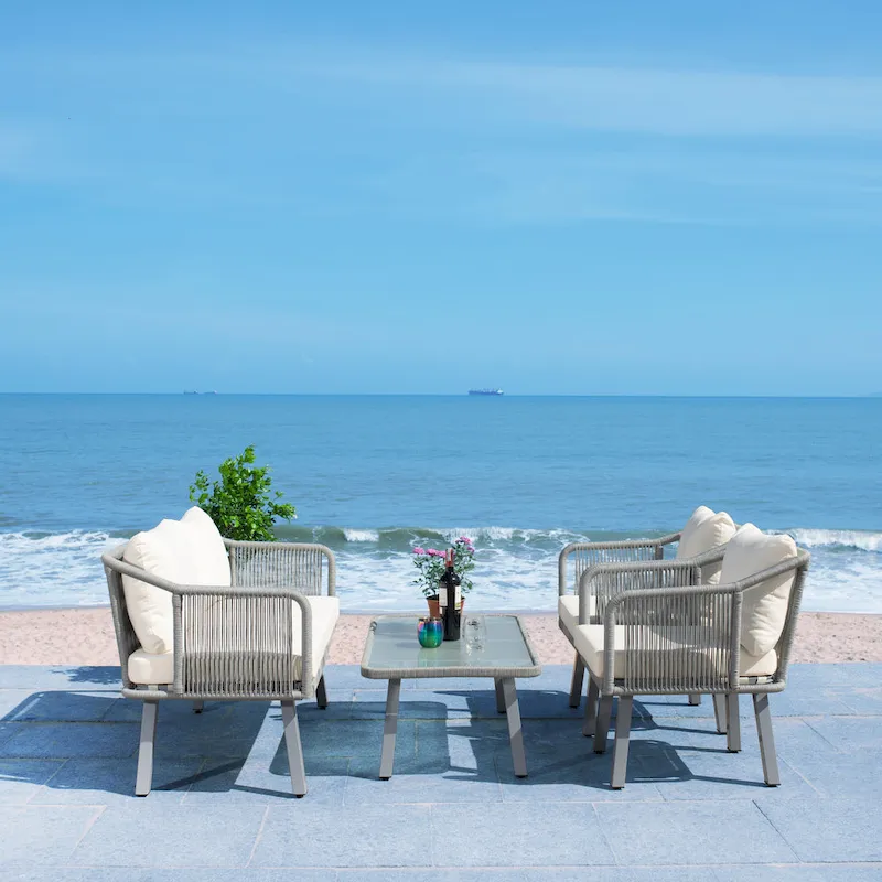 SAFAVIEH Outdoor Living Torsla 4-Piece Rope Patio Set - 52W x 26D x 30H