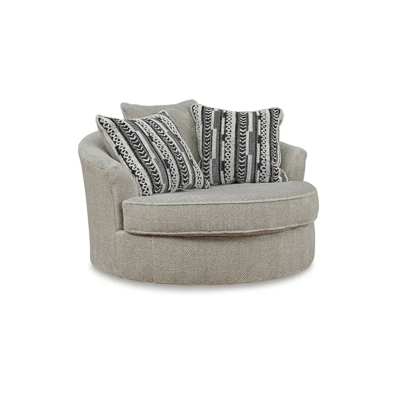Signature Design by Ashley Calnita Brown/Gray Oversized Swivel Accent Chair - 56W x 55D x 36H