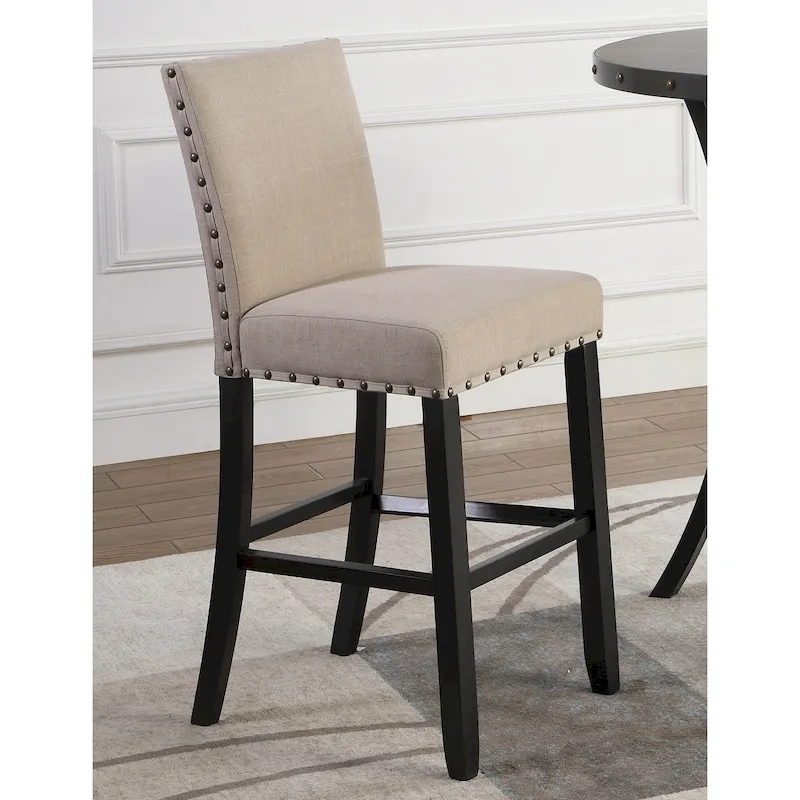 Roundhill Furniture Biony Fabric 29 Bar Stools with Nailhead Trim (Set of 2)