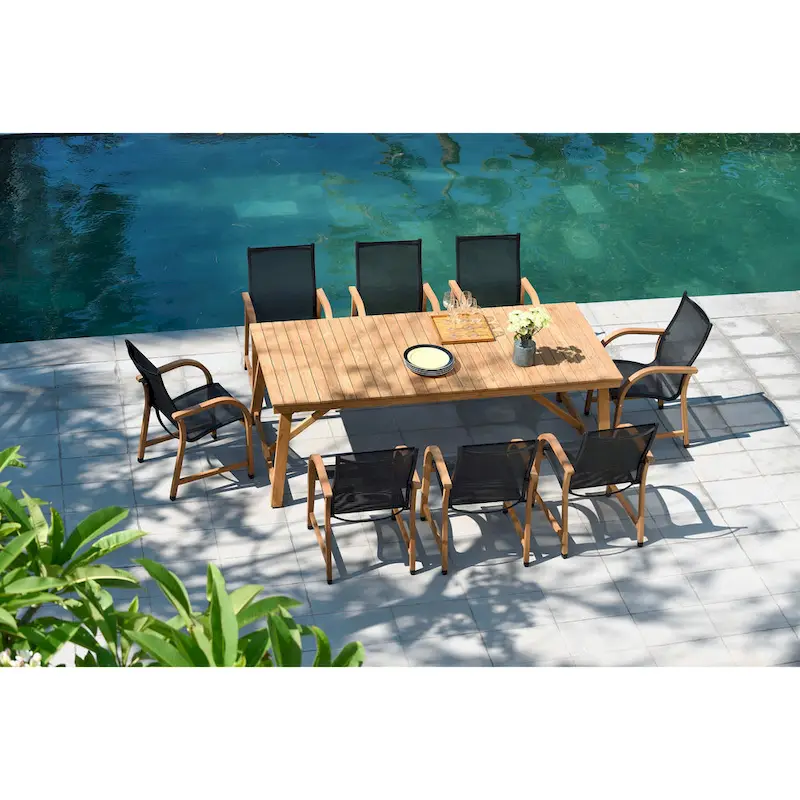 LifestyleGarden 9 piece FSC Reclaimed Teak Outdoor Patio Dining Set