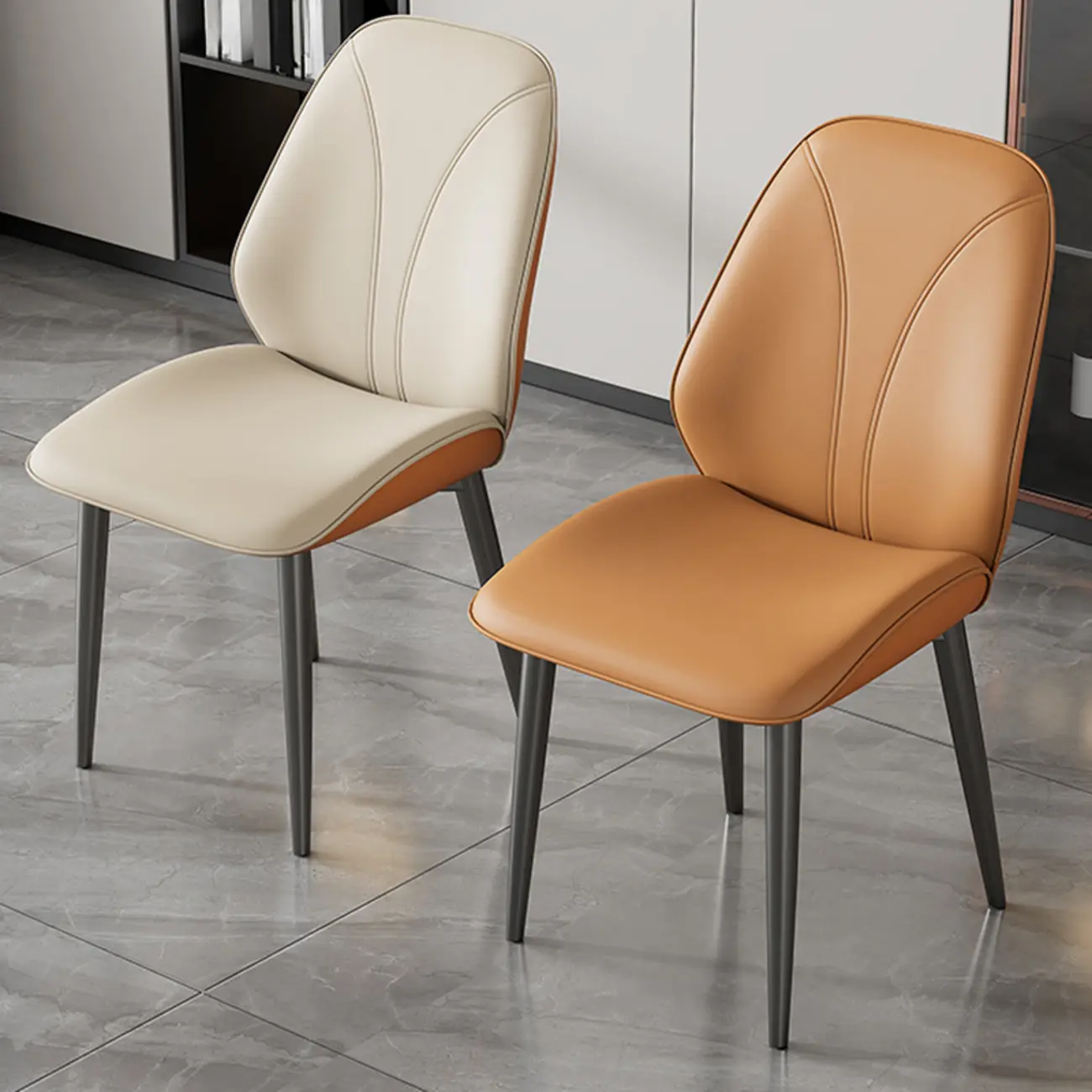 Modern Upholstered Faux Leather Armless Dining Chair