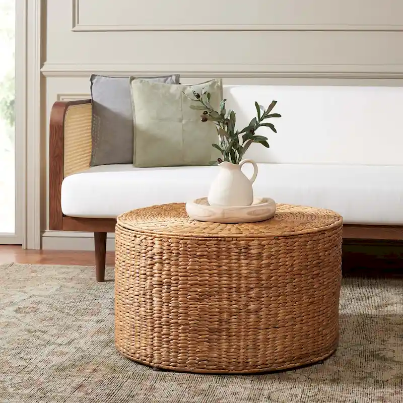 Wicker Storage Coffee Table - 28.5 x 28.5 x 17 - 29Wx29Dx17H