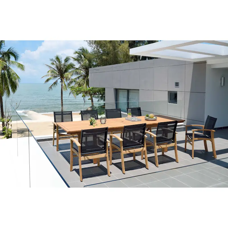 LifestyleGarden 9pc Teak Finish Outdoor Patio Dining Set - 9 Piece