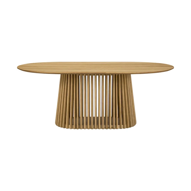 Pasadena 79 inch Solid Wood Oval Dining Table with Slatted Pedestal Base