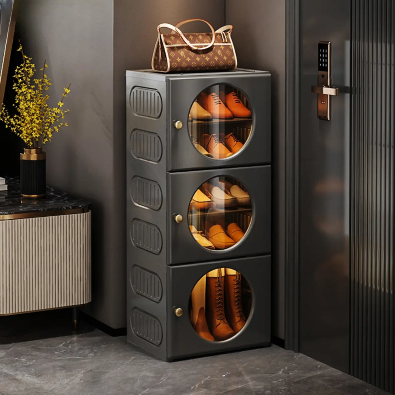 Space-efficient Modern Foldable White Plastic Shoe Cabinet