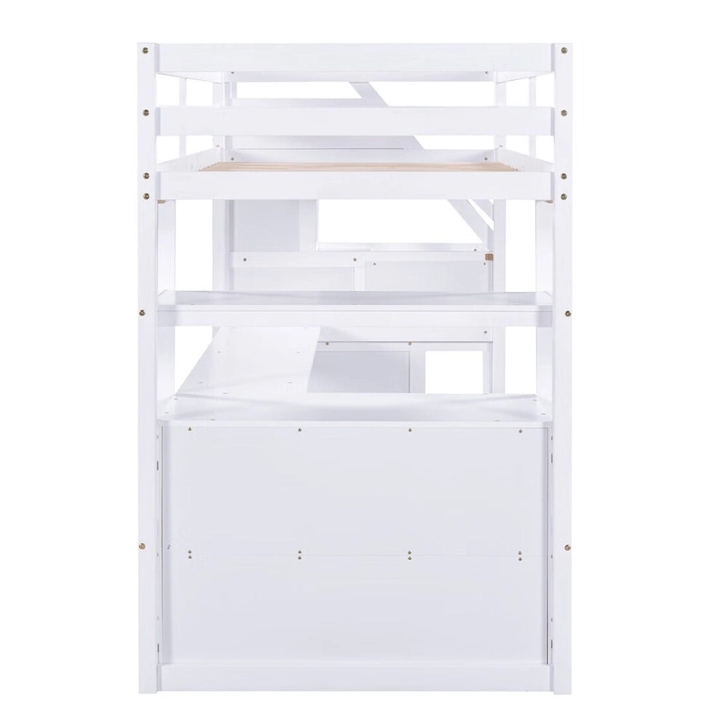 Merax Loft Bed with Desk and Shelves