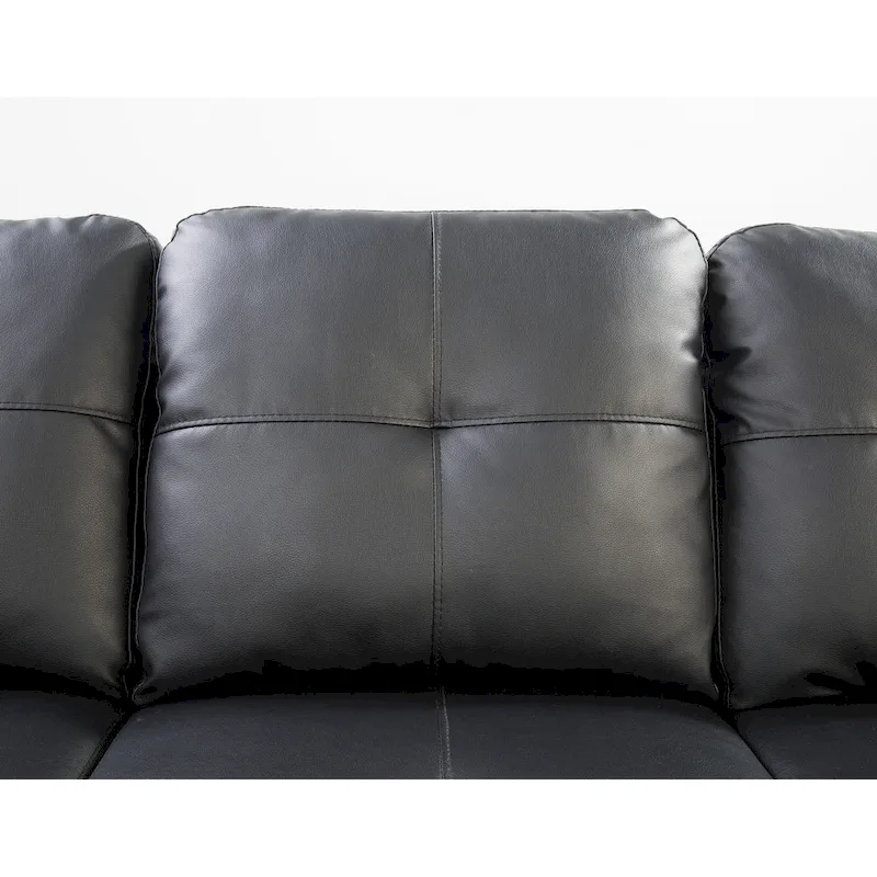 Faux Leather Sectional Sofa with Ottoman - 98 W x 71 D x 33 H