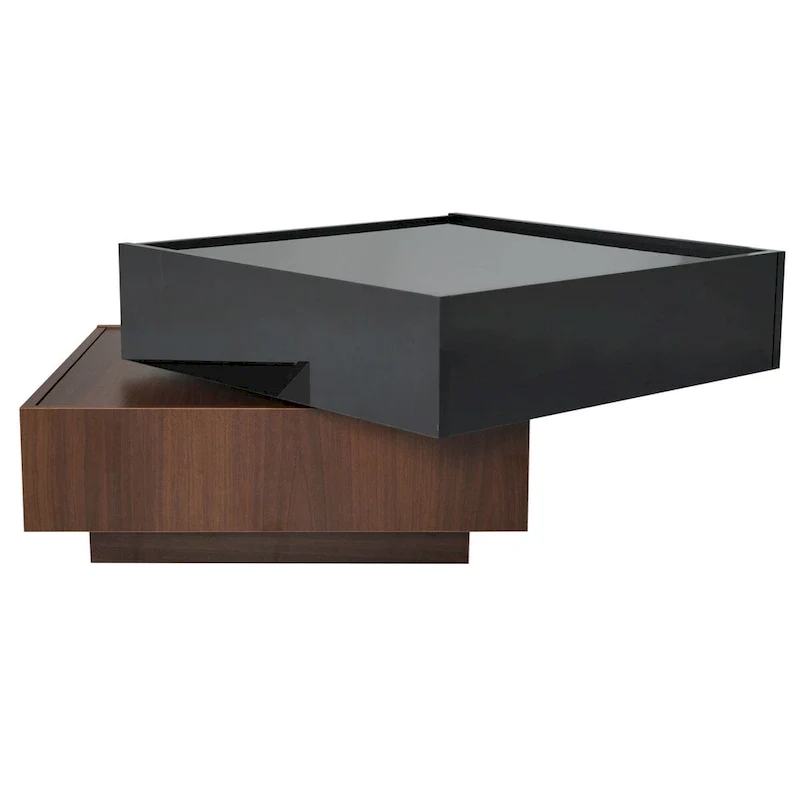 Square 360Rotating Coffee Table with 2 Drawers