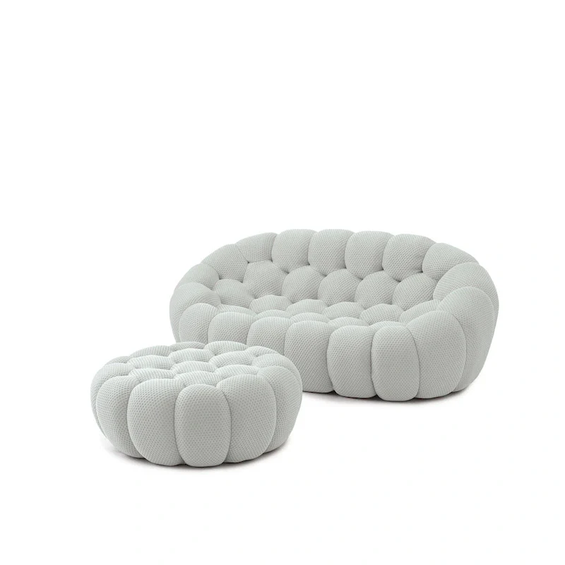 3D Honeycomb Fabric Upholstered Bubble Sofa Modern Loveseat