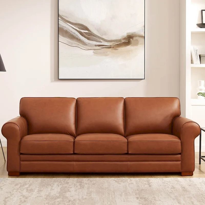 Hydeline Brookfield Top Grain Leather Sofa Set, Sofa and Chair