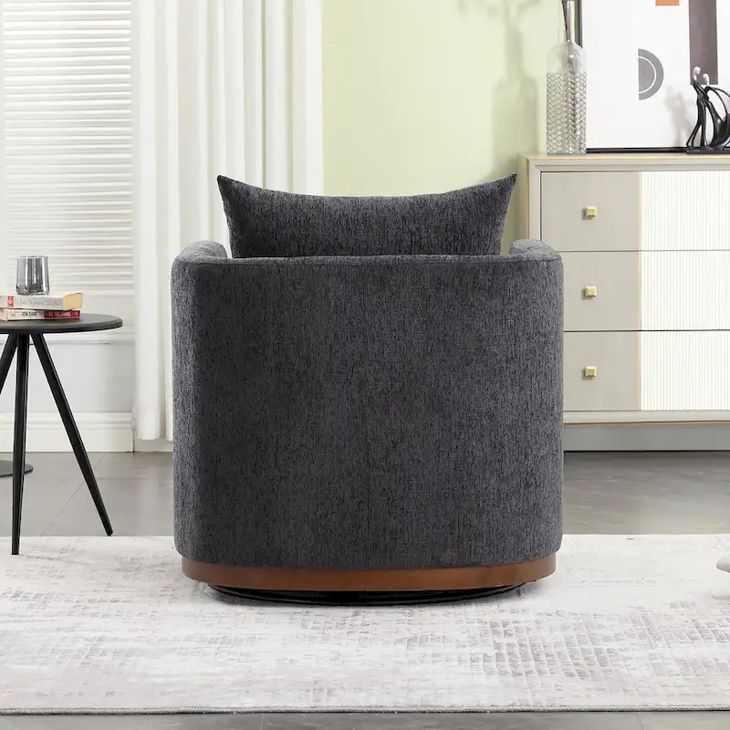 GDFStudio - Harper Chenille Swivel Barrel Chair with Sturdy Metal Base and Ergonomic Design