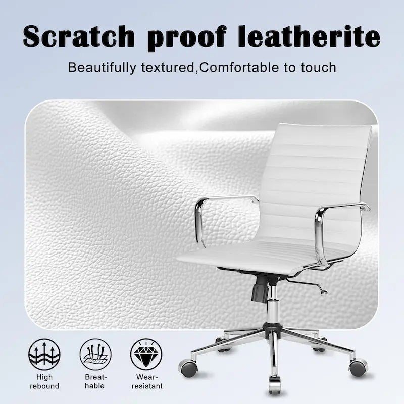 Black Ribbed Swivel Office Chair with Tilt Function