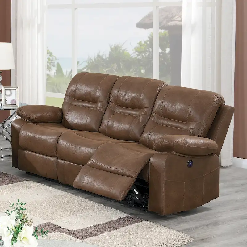 Breathable Leatherette Power Sofa