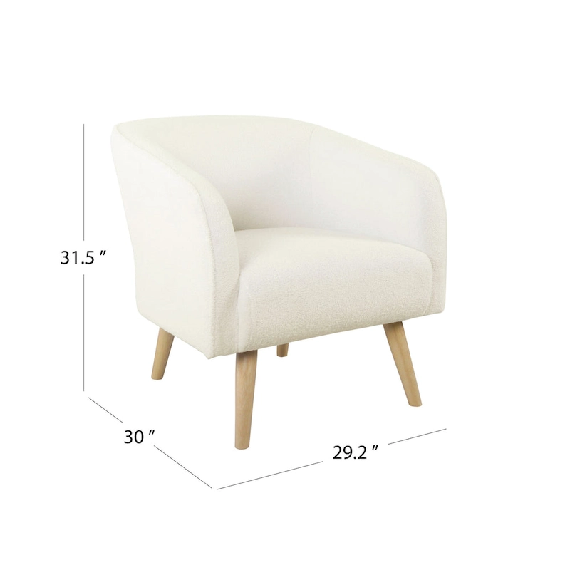 HomePop Sherpa Accent Chair with Wood Legs - Cream