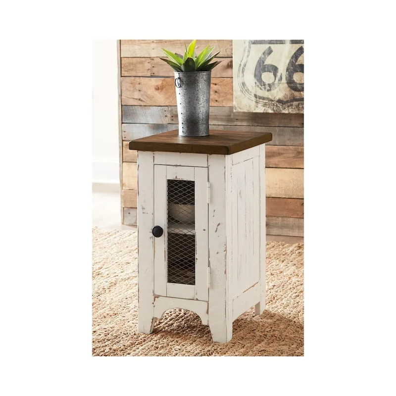 Chairside End Table - White/Brown